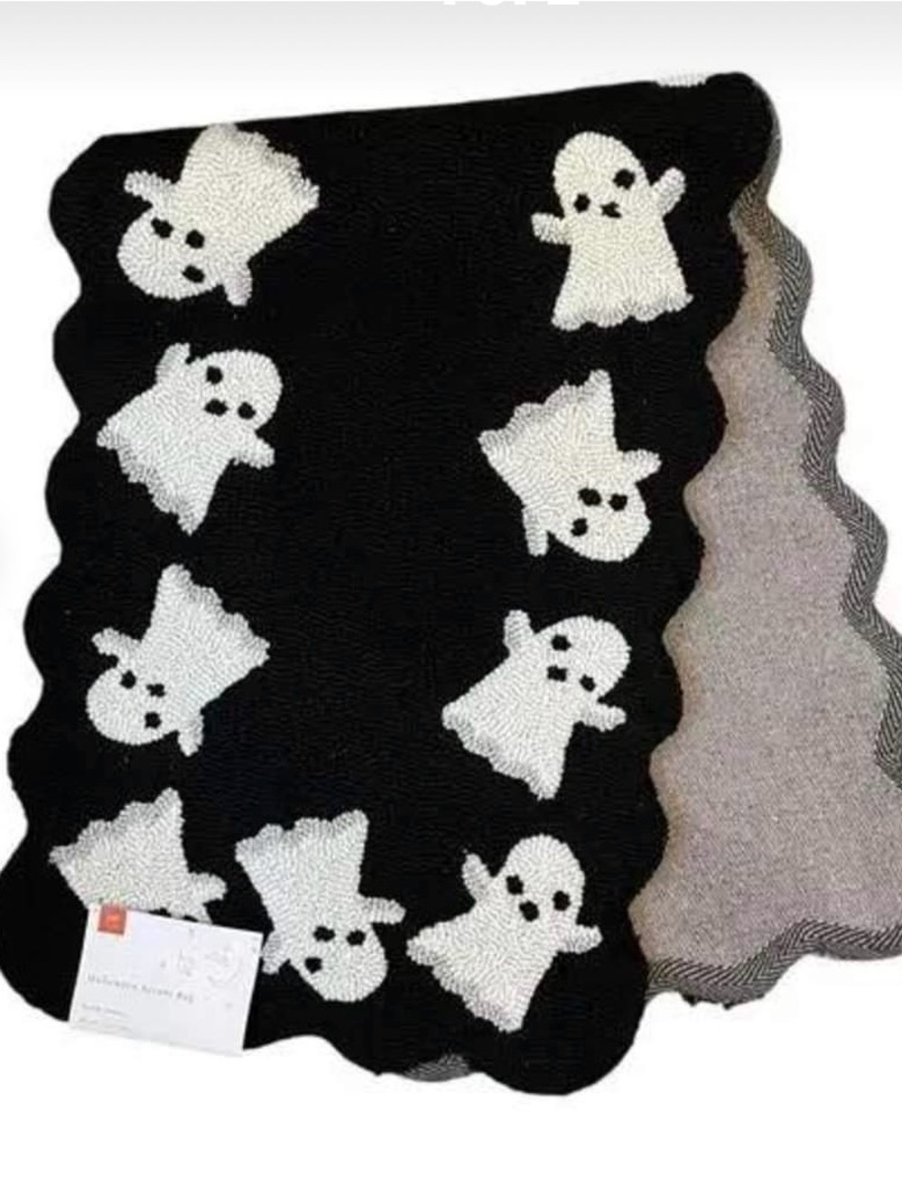 Halloween Ghost Pattern Black Door Mat -